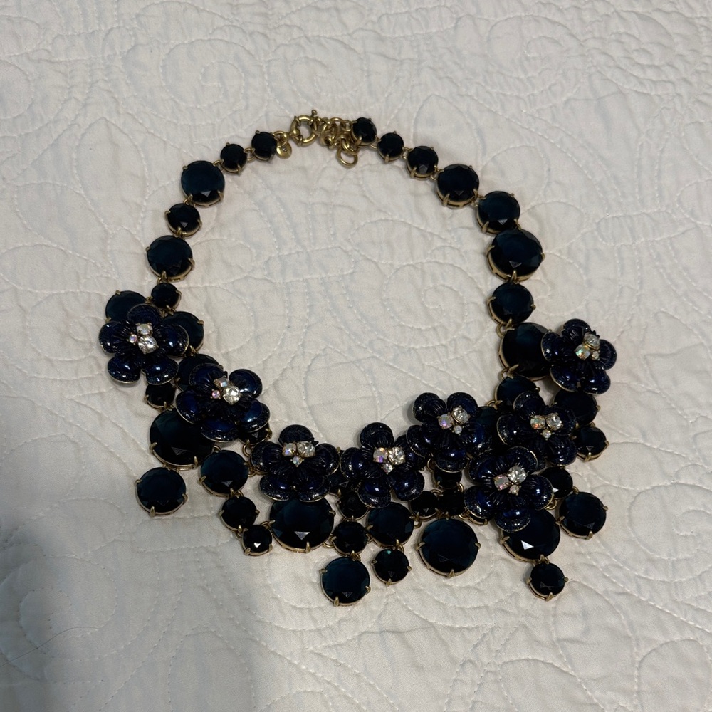 J. Crew Midnight Blue Floral Necklace